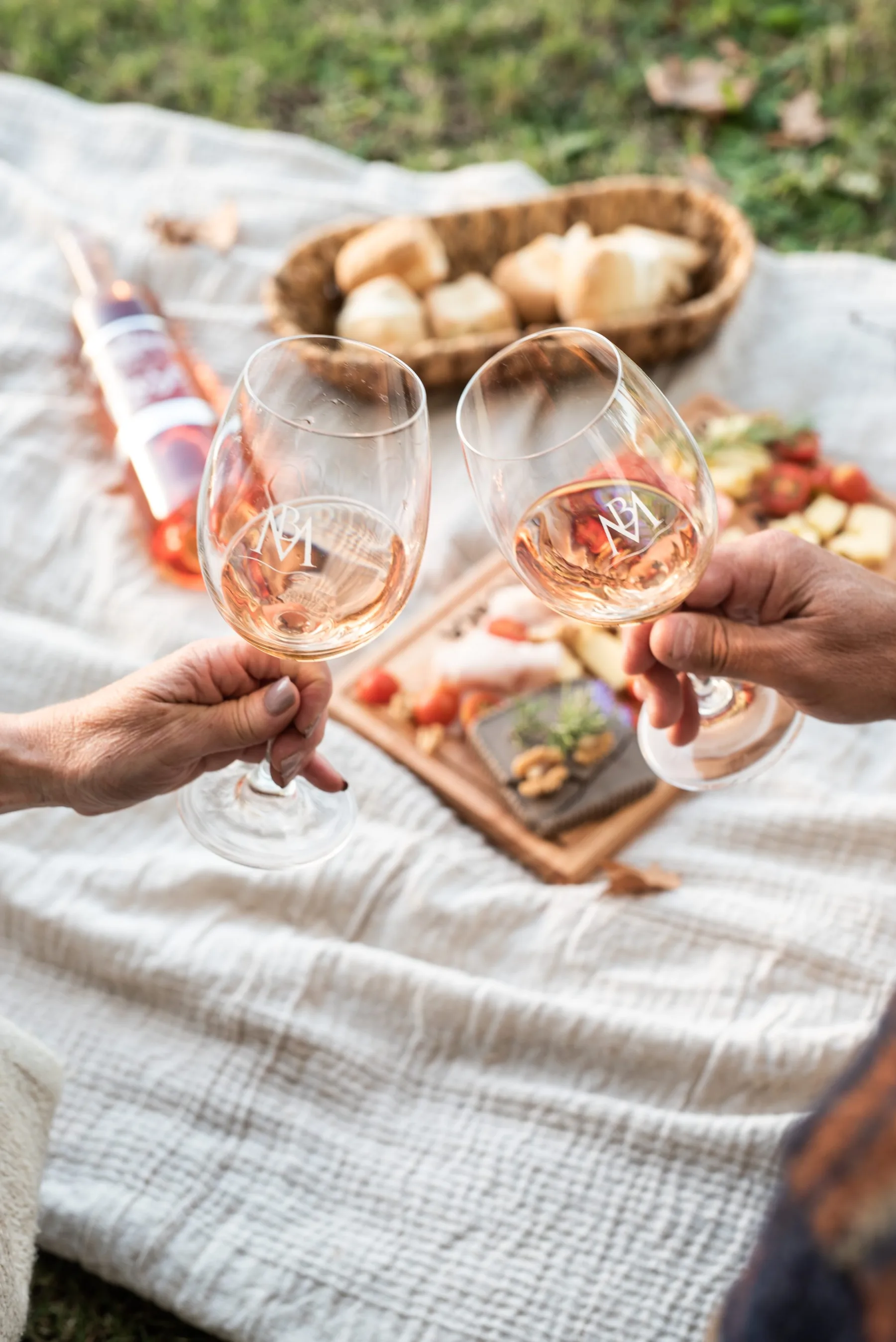 Picnic de campo con tabla de quesos y fiambres